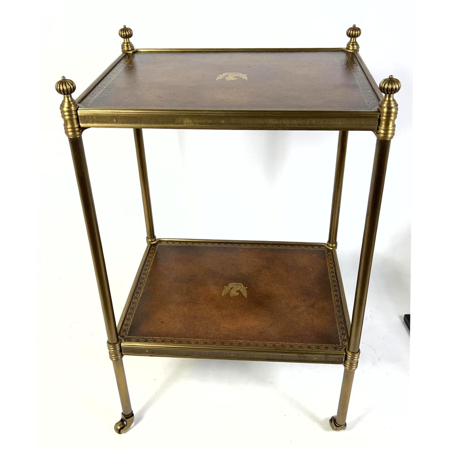 Appraisal: Classic French Style Tier Stand Two Tier Embossed Leather covered