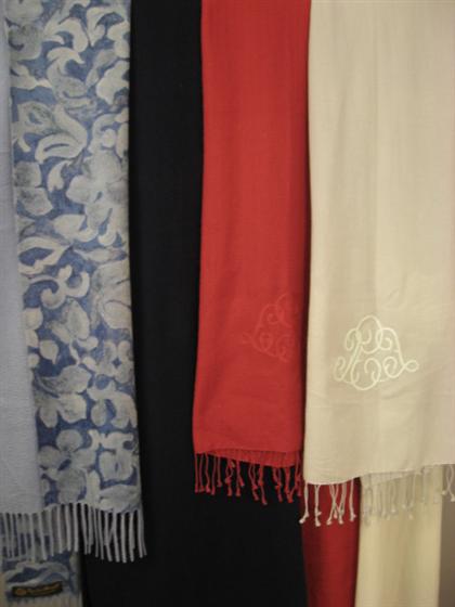 Appraisal: Four cashmere scarves contemporary Including a printed floral Loro Piana