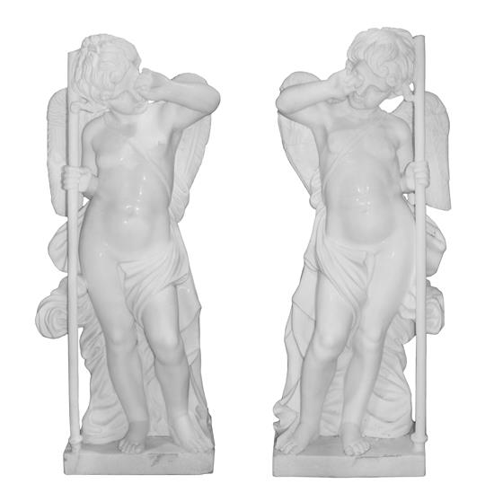 Appraisal: Sale Lot Two Cast Stone Cherubs each modeled in reverse