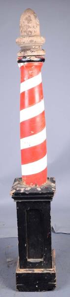 Appraisal: Painted Carved Wooden Barber Shop Pole Three-piece barber pole on