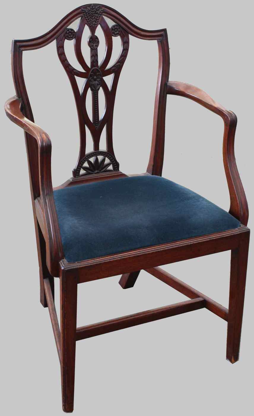 Appraisal: ANTIQUE AMERICAN HEPPLEWHITE ARMCHAIRBaltimore Area Circa In mahogany with wheat