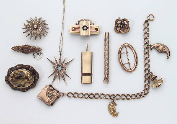 Appraisal: A collection of Victorian gem-set and gold jewelry including one