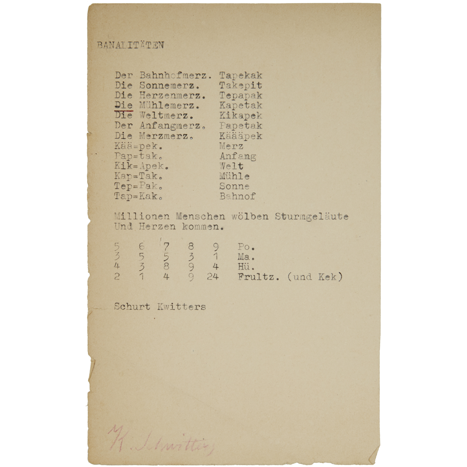 Appraisal: KURT SCHWITTERS MANNER PRINT ON PAPER Manner of Kurt Schwitters