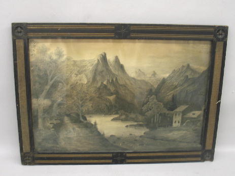 Appraisal: LANDSCAPE DRAWING EUROPEAN OR AMERICAN LATE TH CENTURY Pencil on