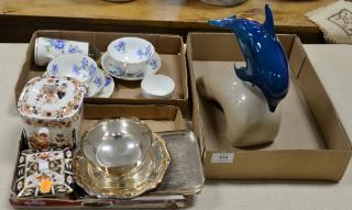 Appraisal: Lot to include china and dolphin figure Lot to include