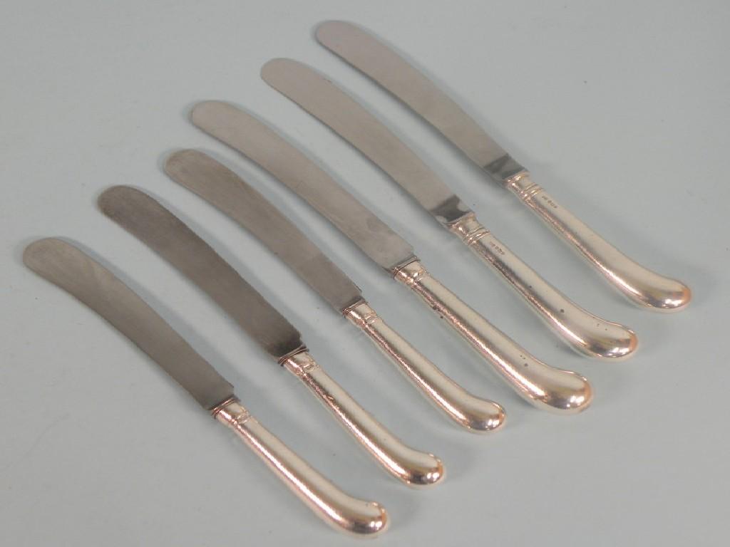 Appraisal: A set of six table knives each with a silver