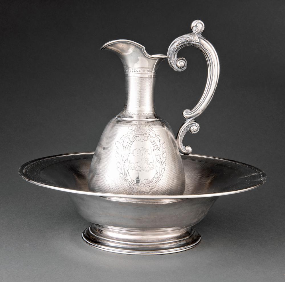 Appraisal: Napoleon III Silver Ewer and Basin Emile Hugo Paris act