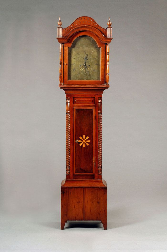 Appraisal: CONNECTICUT FEDERAL CHERRY TALL CASE CLOCK MOSES WING - WINDSOR