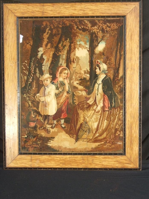 Appraisal: ENGLISH VICTORIAN WOVEN PANEL Third quarter th c depicting a