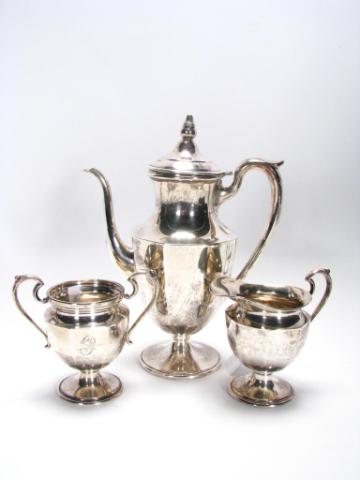 Appraisal: Three piece sterling demitasse set with pot creamer and sugar