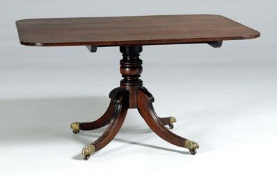 Appraisal: Regency tilt-top breakfast table figured mahogany two-board top tilting above