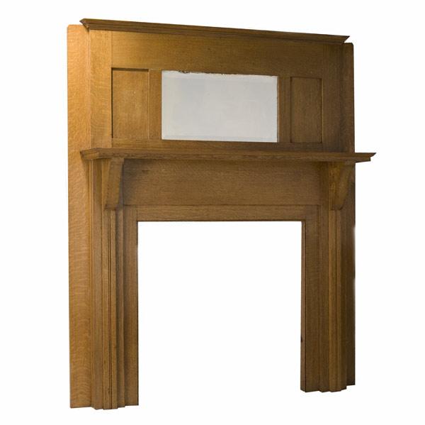 Appraisal: OAK MANTLE With beveled mirror ca x