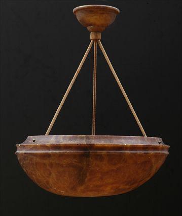 Appraisal: NEOCLASSICAL-STYLE ALABASTER HANGING FIXTURE The hemispherical bowl with channeled rim