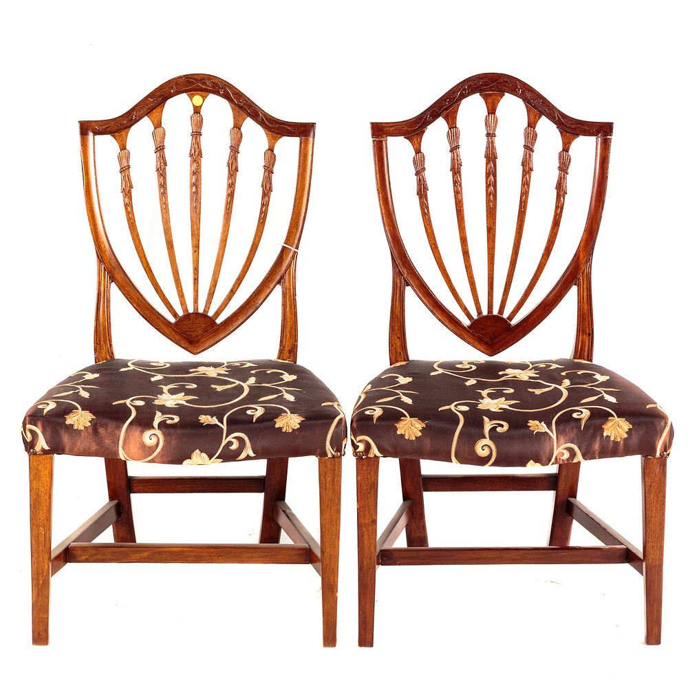 Appraisal: Pair of Federal Mahogany Shield Back Side Chairs Massachusetts Circa