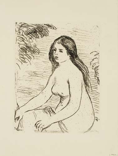 Appraisal: PIERRE-AUGUSTE RENOIR Femme nue assise Soft-ground etching on cream laid