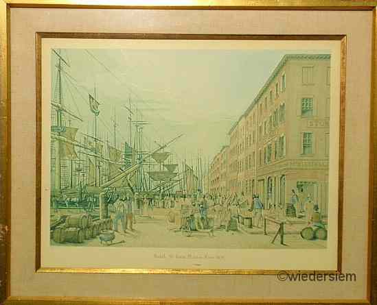 Appraisal: Framed and matte aquatint South Street From Maiden Lane ''