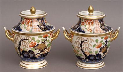 Appraisal: PAIR OF SPODE-TYPE PORCELAIN FRUIT COOLERS AND COVERS Unmarked each