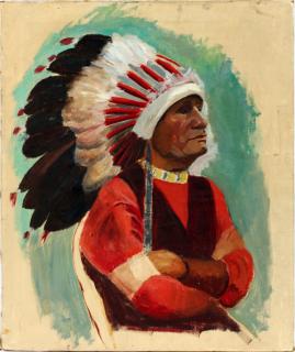 Appraisal: AMERICAN SCHOOL PORTRAIT OF NATIVE AMERICAN MAN AMERICAN SCHOOL TH