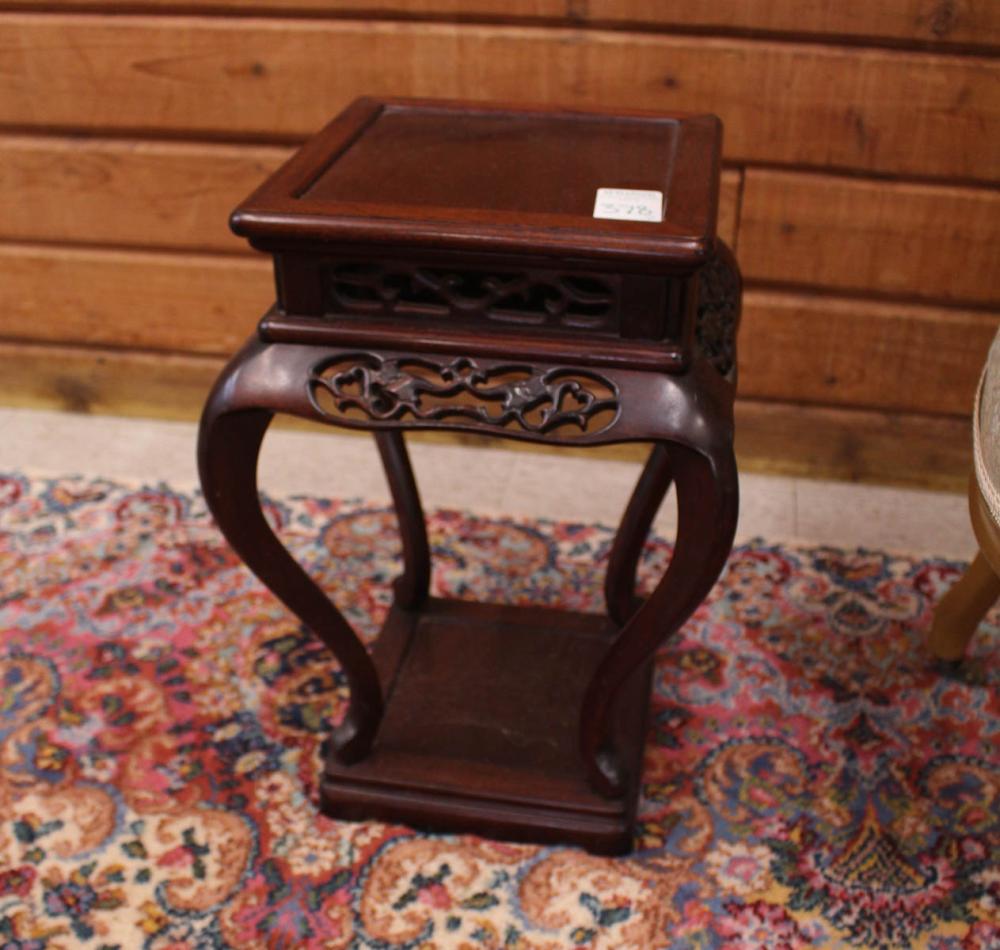 Appraisal: SMALL PAIR OF CHINESE ROSEWOOD PEDESTAL OCCASIONAL TABLES H