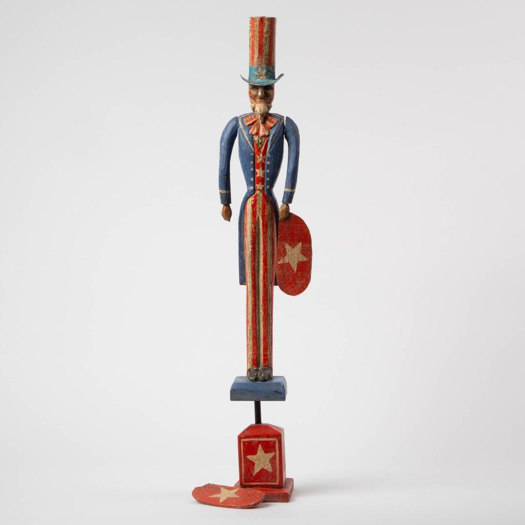 Appraisal: MODERN FOLK ART UNCLE SAM WHIRLIGIG TH C A contemporary