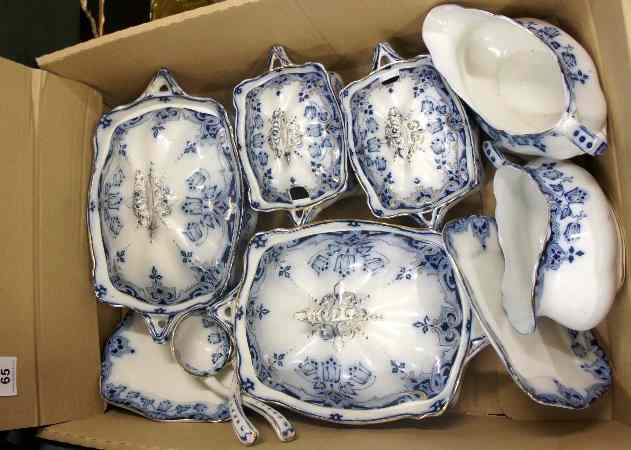 Appraisal: Large Victorian Blue and White Service T R Co Bell