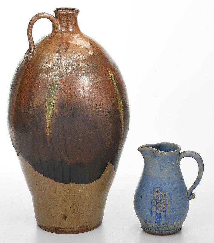 Appraisal: Two pieces of Contemporary Pottery th century large jug form