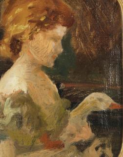 Appraisal: Goose Girl th Century American School oil on artist's board