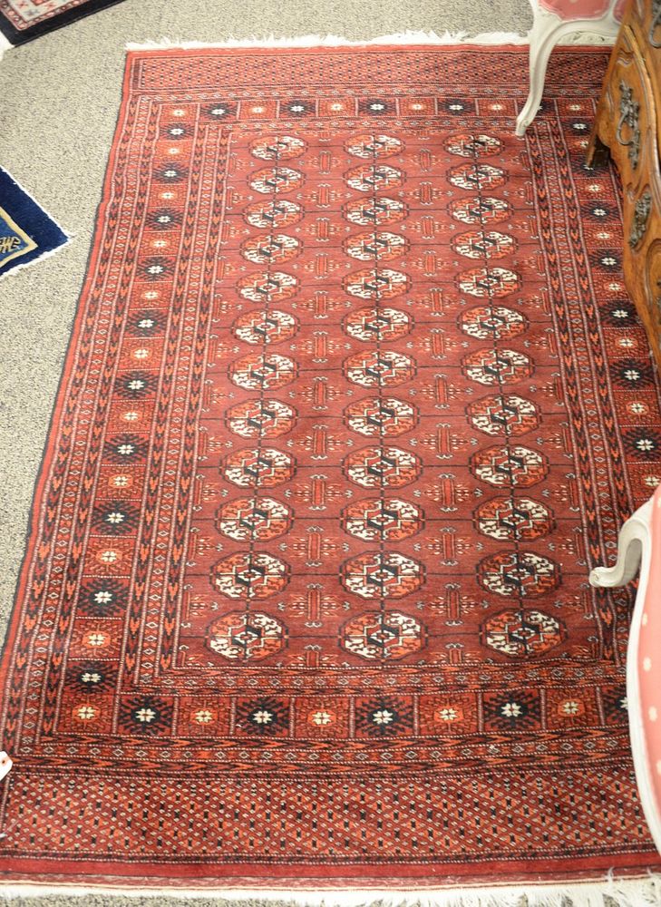 Appraisal: Bokhara oriental throw rug x ' Provenance Former home of