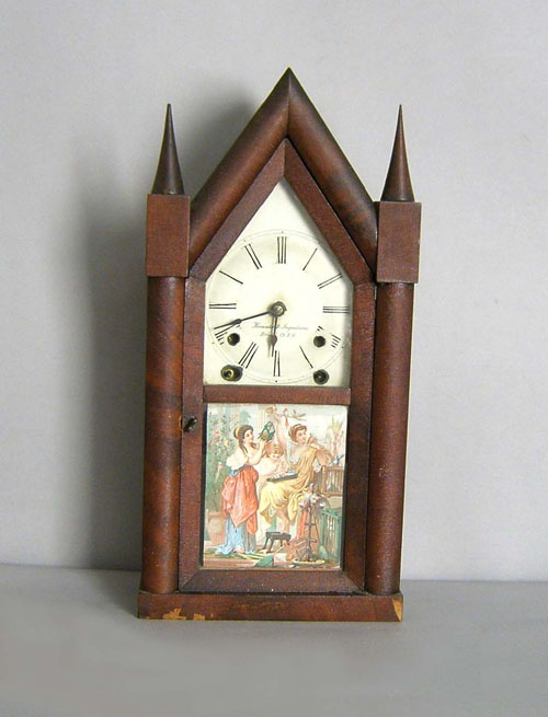 Appraisal: Brewster Ingrahams mahogany steeple clock th c h