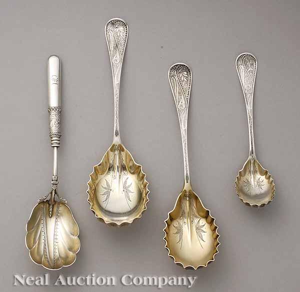 Appraisal: Three Wood and Hughes Cashmere Pattern Sterling Silver Serving Spoons