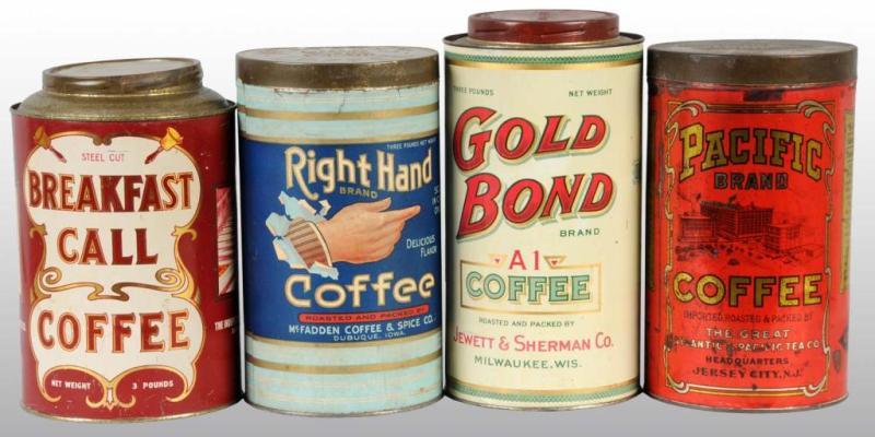 Appraisal: Lot of -Pound Tall Coffee Tins Description Includes one for