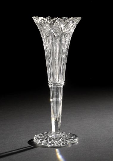 Appraisal: American Brilliant-Cut Glass Trumpet Vase ca - signed Hawkes in