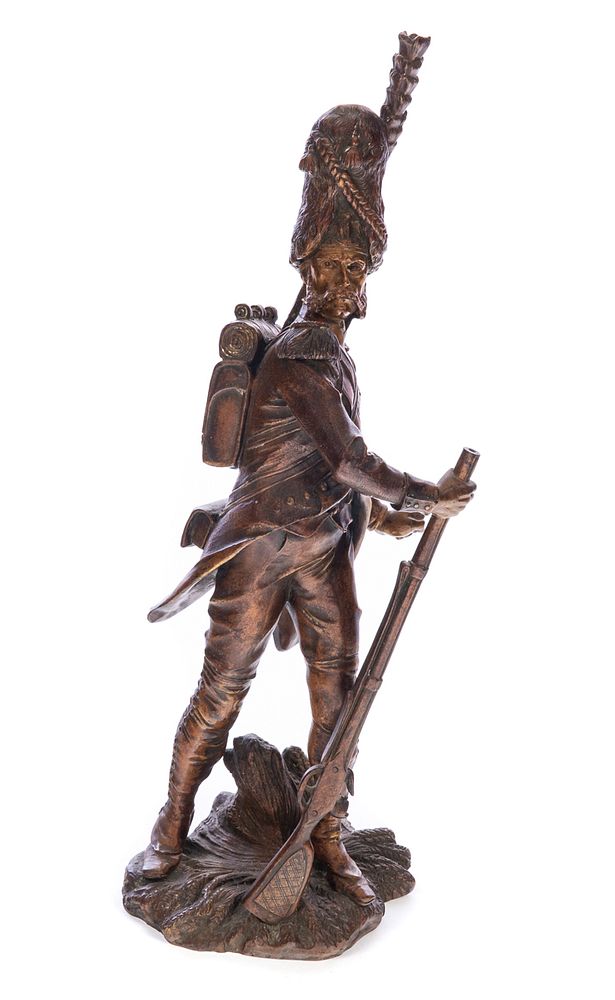 Appraisal: Bronze Sculpture Signed L Madrassi Paris Bronze figure British Soldier