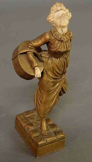 Appraisal: Bronze figure of a woman carrying a basket signed Bailly