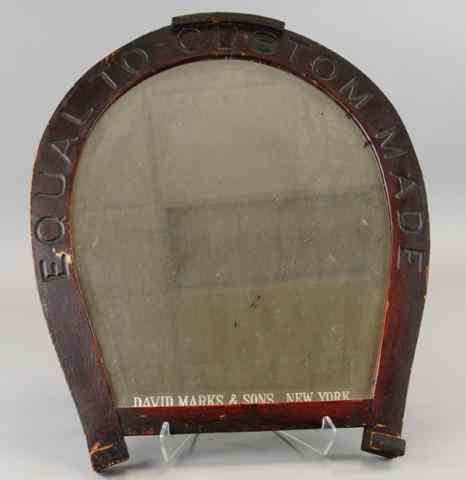 Appraisal: HORSEHOE FIGURAL MIRROR Beveled glass reads ''David Marks Sons N