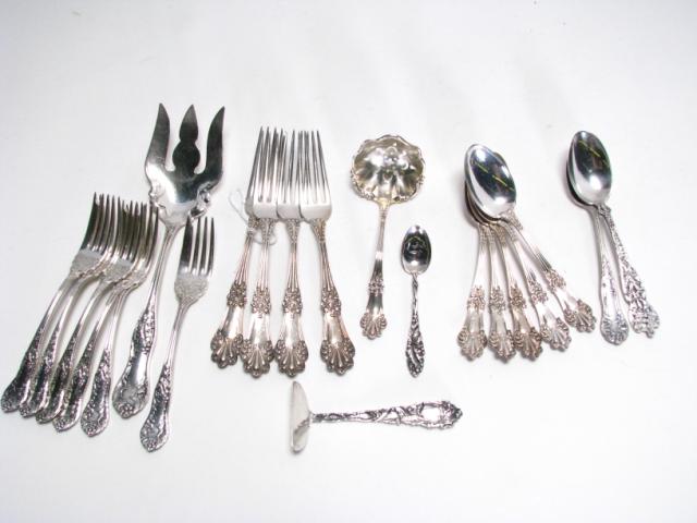 Appraisal: Group of assorted sterling flatware including six pie forks crumb