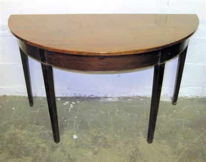 Appraisal: Pair of Federal style mahogany console tablesEach with a D-shaped