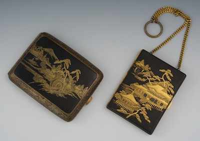 Appraisal: An Oriental Design Cigarette Case and a Vanity Case The