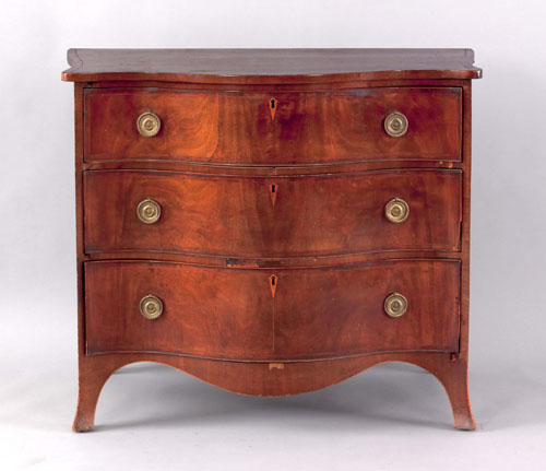 Appraisal: George III mahogany serpentine front chest of drawers ca with