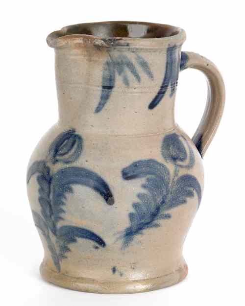 Appraisal: Pennsylvania stoneware pitcher attributed to Remmey th c with cobalt