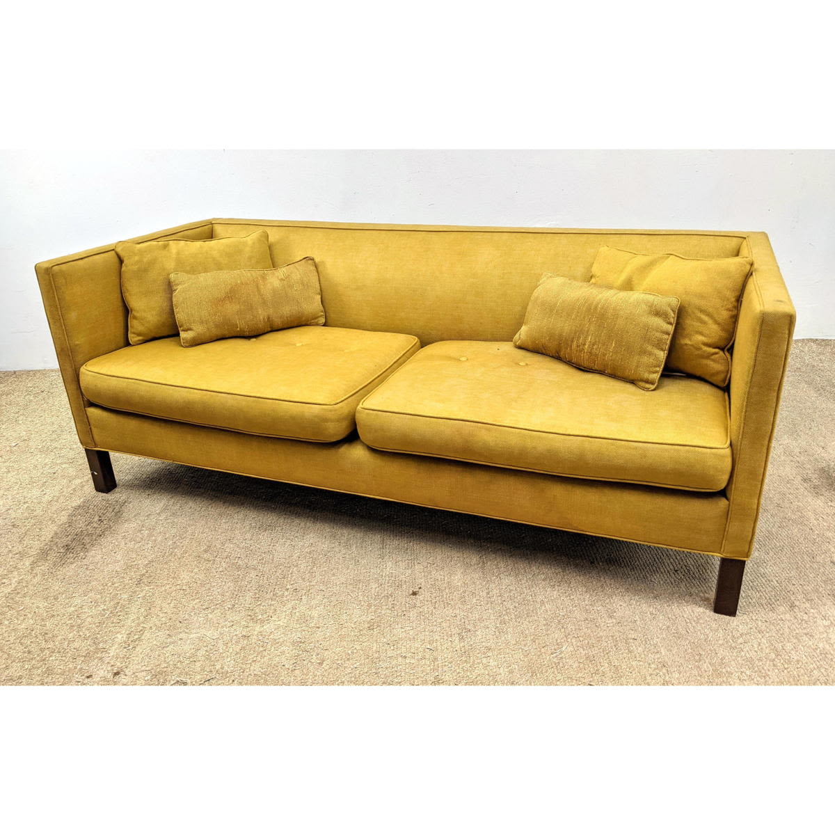 Appraisal: EDWARD WORMLEY for DUNBAR Sofa Couch Wood Legs Dimensions H