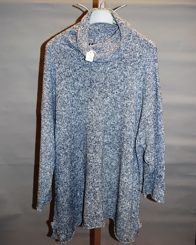 Appraisal: Eskandar gray blue tweed cotton poly long sleeve turtleneck tunic