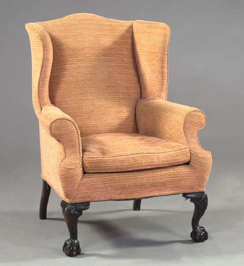 Appraisal: George III-Style Mahogany Wing Chair early th century the slightly