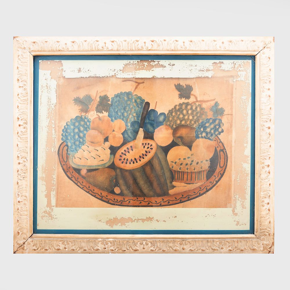 Appraisal: American Painting of a Still Life on Silk with a