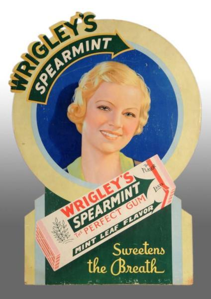 Appraisal: Cardboard Wrigley's Spearmint Chewing Gum Sign Description to Easel-back is