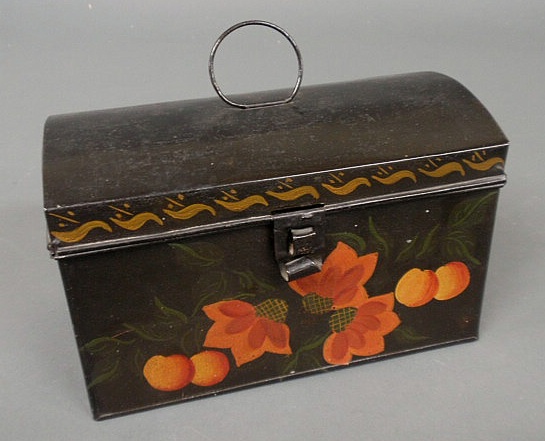 Appraisal: Pennsylvania black Tole decorated document box h x w x