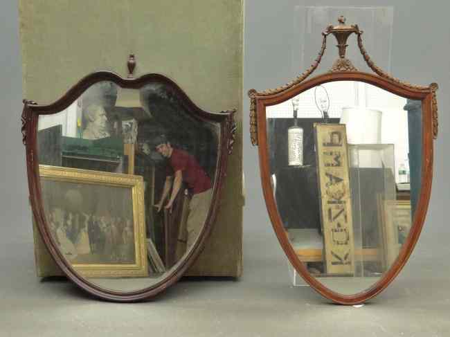 Appraisal: Lot two shield shaped vintage mirrors