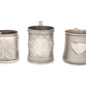 Appraisal: Three American Silver Mugs Wood Hughes New York Third Quarter