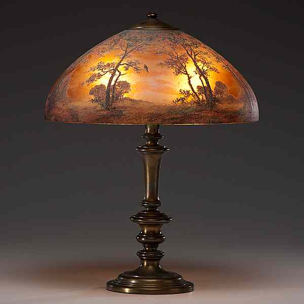 Appraisal: Handel Obverse Painted Lamp American early th century A Handel