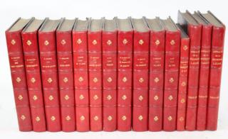 Appraisal: Lot of French red leather bound books Lot of French